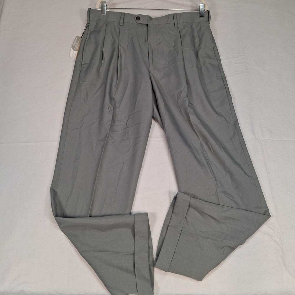 Savane Dress Pant Men 36x29 Grey Select Edition Straight Fit Comfort Waist Cuff